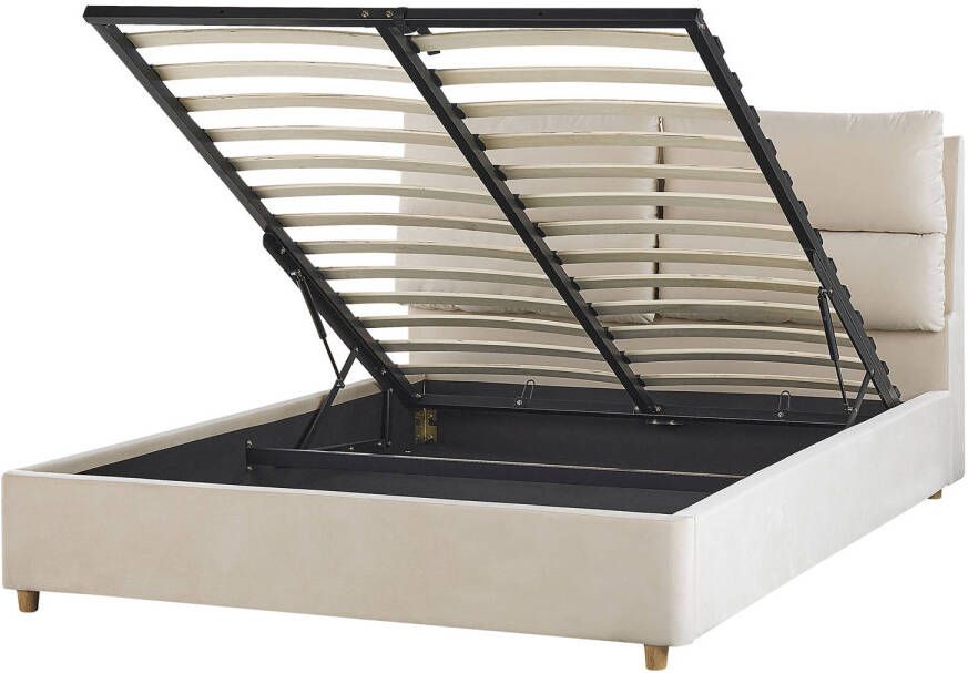 Beliani Batilly Tweepersoonsbed beige fluweel