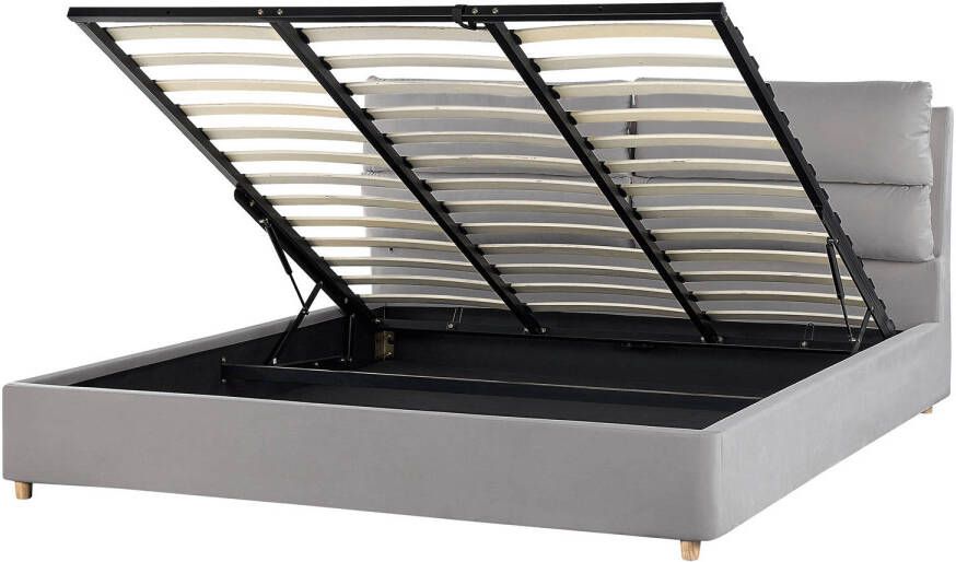 Beliani Batilly Tweepersoonsbed grijs fluweel