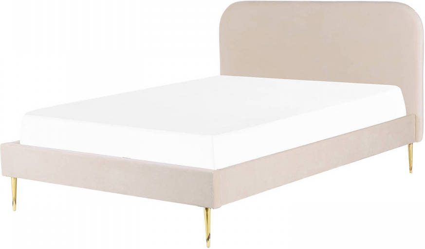 Beliani Flayat Tweepersoonsbed beige fluweel