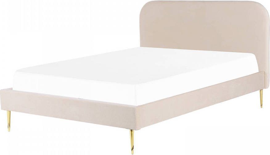 Beliani Flayat Tweepersoonsbed beige fluweel