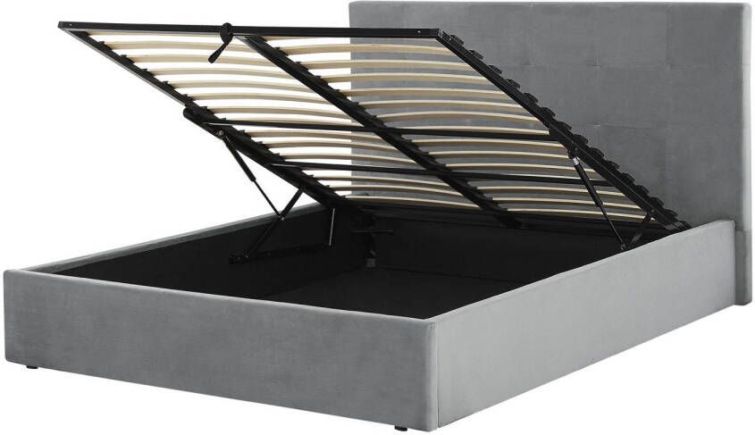 Beliani LORIENT Bed met opberger grijs 140x200