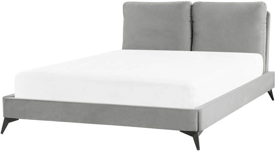Beliani Melle Tweepersoonsbed grijs fluweel