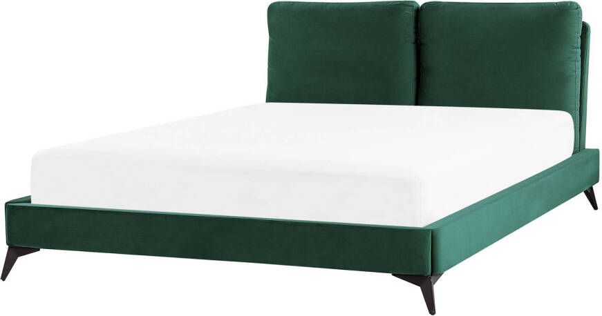 Beliani Melle Tweepersoonsbed groen fluweel