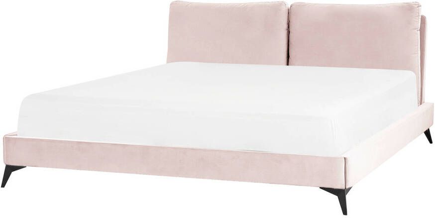 Beliani Melle Tweepersoonsbed roze fluweel
