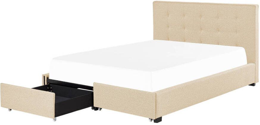 Beliani Rochelle Tweepersoonsbed beige polyester
