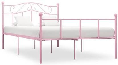 vidaXL Bedframe metaal roze 160x200 cm