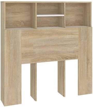vidaXL Hoofdbordkast 100x19x103, 5 cm wit en sonoma eikenkleurig