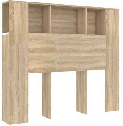 vidaXL Hoofdbordkast 120x18, 5x104, 5 cm wit en sonoma eikenkleurig