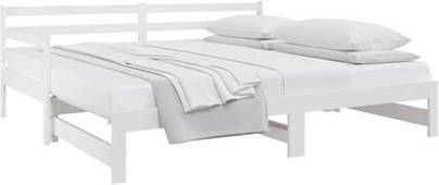 vidaXL Slaapbank uitschuifbaar 2x(80x200)cm massief grenenhout wit