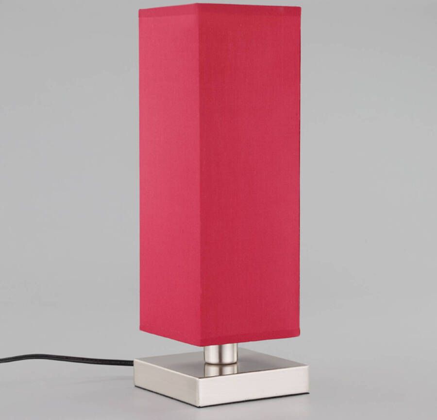 LINDBY Rode nachttafellamp Julina met stoffen kap