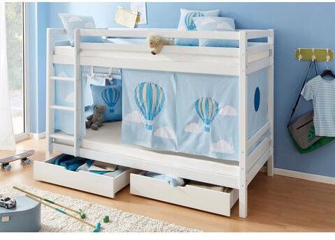 Hoppekids Stapelbed Ballon Ballon massief met gordijn & matrassen, 2 maten