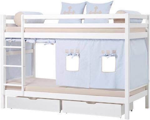 Hoppekids Stapelbed "Fairytale Knight" massief met gordijn & matrassen, 2 maten