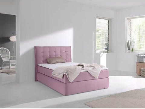 INOSIGN Boxspring Sagres Hoofdbord met 2 kleurige zachte bies en tweekleurige knopen