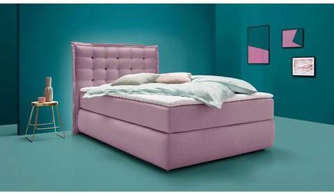 INOSIGN Boxspring Sagres Hoofdbord met 2 kleurige zachte bies en tweekleurige knopen