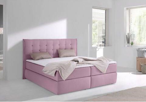 INOSIGN Boxspring Sagres Hoofdbord met 2 kleurige zachte bies en tweekleurige knopen