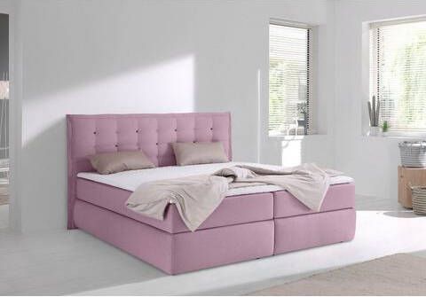 INOSIGN Boxspring Sagres Hoofdbord met 2 kleurige zachte bies en tweekleurige knopen