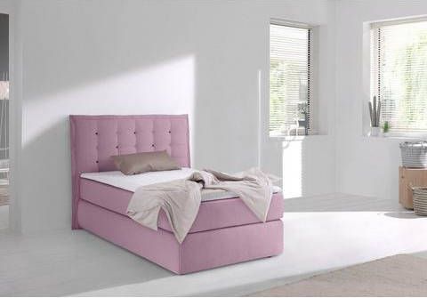 INOSIGN Boxspring Sagres Hoofdbord met 2 kleurige zachte bies en tweekleurige knopen