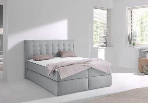 INOSIGN Boxspring Sagres Hoofdbord met 2 kleurige zachte bies en tweekleurige knopen