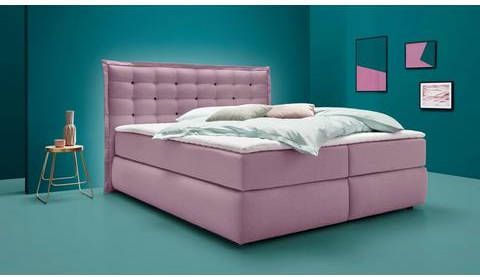 INOSIGN Boxspring Sagres Hoofdbord met 2 kleurige zachte bies en tweekleurige knopen