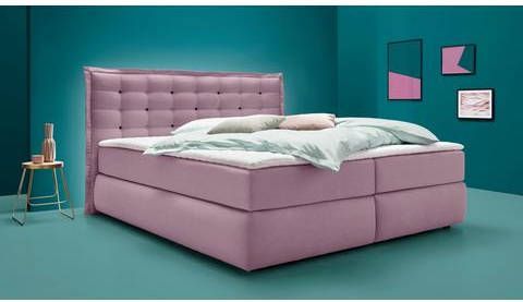 INOSIGN Boxspring Sagres Hoofdbord met 2 kleurige zachte bies en tweekleurige knopen