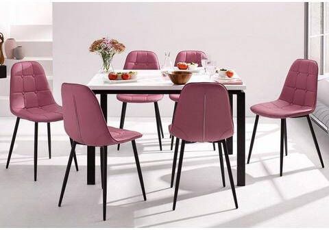 INOSIGN Eethoek Sabine + Luna Eettafel, breedte 120 cm en 4 eetkamerstoelen, overtrekstof in imitatieleer(set, 5 delig )