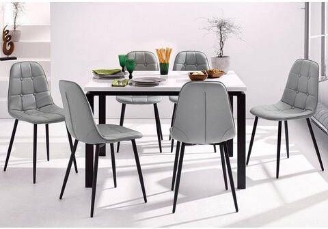 INOSIGN Eethoek Sabine + Luna Eettafel, breedte 160 cm en 4 eetkamerstoelen, overtrekstof in imitatieleer(set, 5 delig )