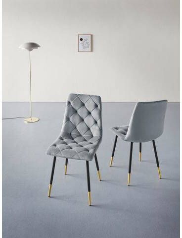 INOSIGN Stoel EVA Bekleding in veloursstof met diamant stiksels, maximaal vermogen 120 kg(2 stuks )