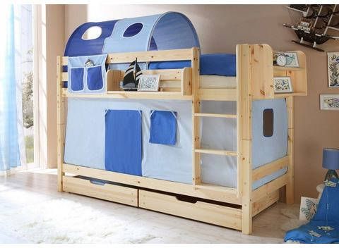 Ticaa Stapelbed Marcel met rolbodem en textielset, grenen