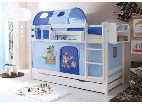 Ticaa Stapelbed Marcel met rolbodem en textielset, grenen