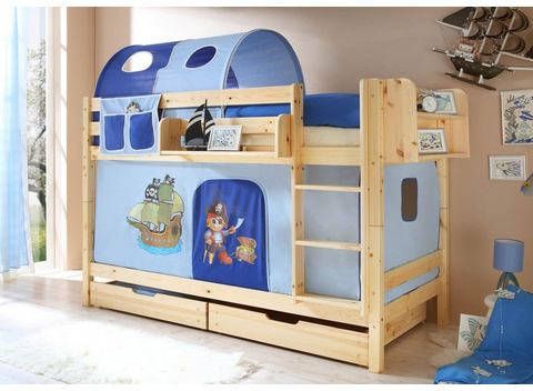 Ticaa Stapelbed Marcel met rolbodem en textielset, grenen