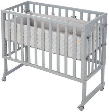 Roba ® Wieg 3 in 1 stijl, taupe/zilvergrijs met 4 wieltjes, matras, hoofdbeschermer en veiligheidsbarrière