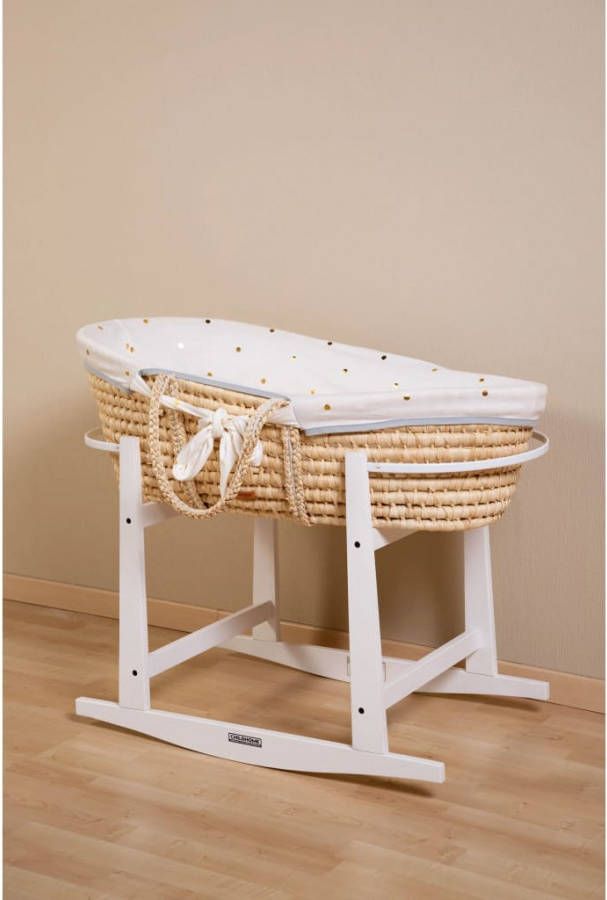 Childhome CHILD HOME Mozaï, ekmand van maï, sblad incl. matras en overtrek Gold Dots