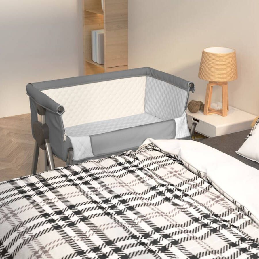VIDAXL Babybed met matras linnen donkergrijs