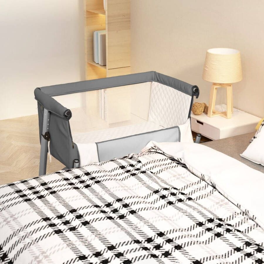VIDAXL Babybed met matras linnen donkergrijs