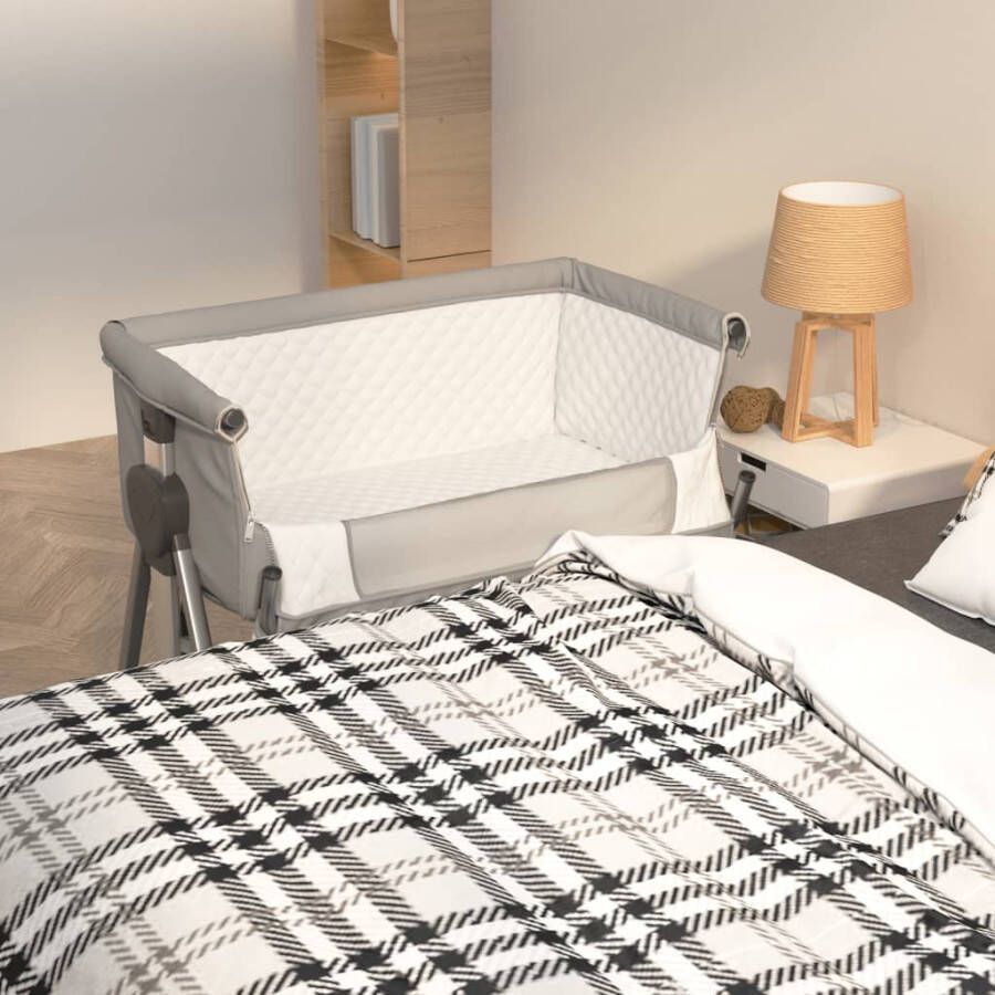 VIDAXL Babybed met matras linnen lichtgrijs