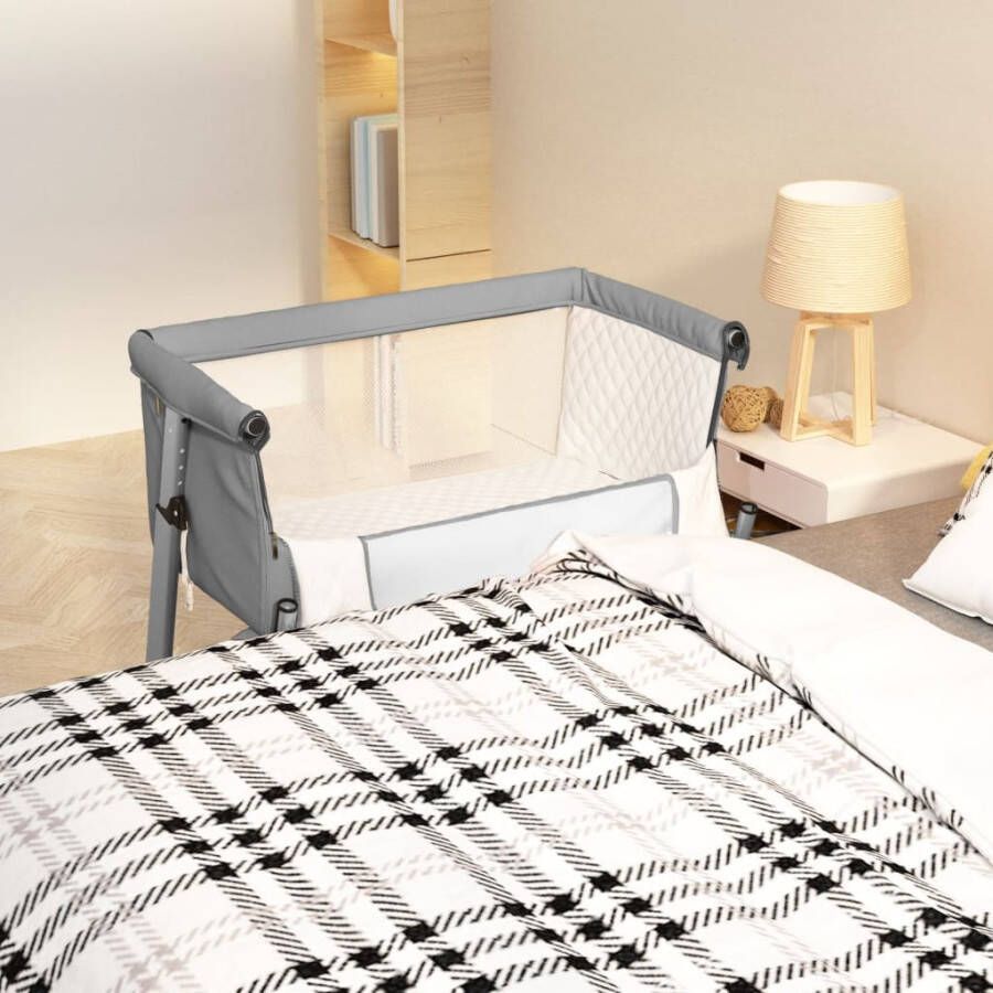 VIDAXL Babybed met matras linnen lichtgrijs