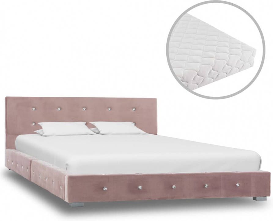 VIDAXL Bed met matras fluweel roze 120x200 cm