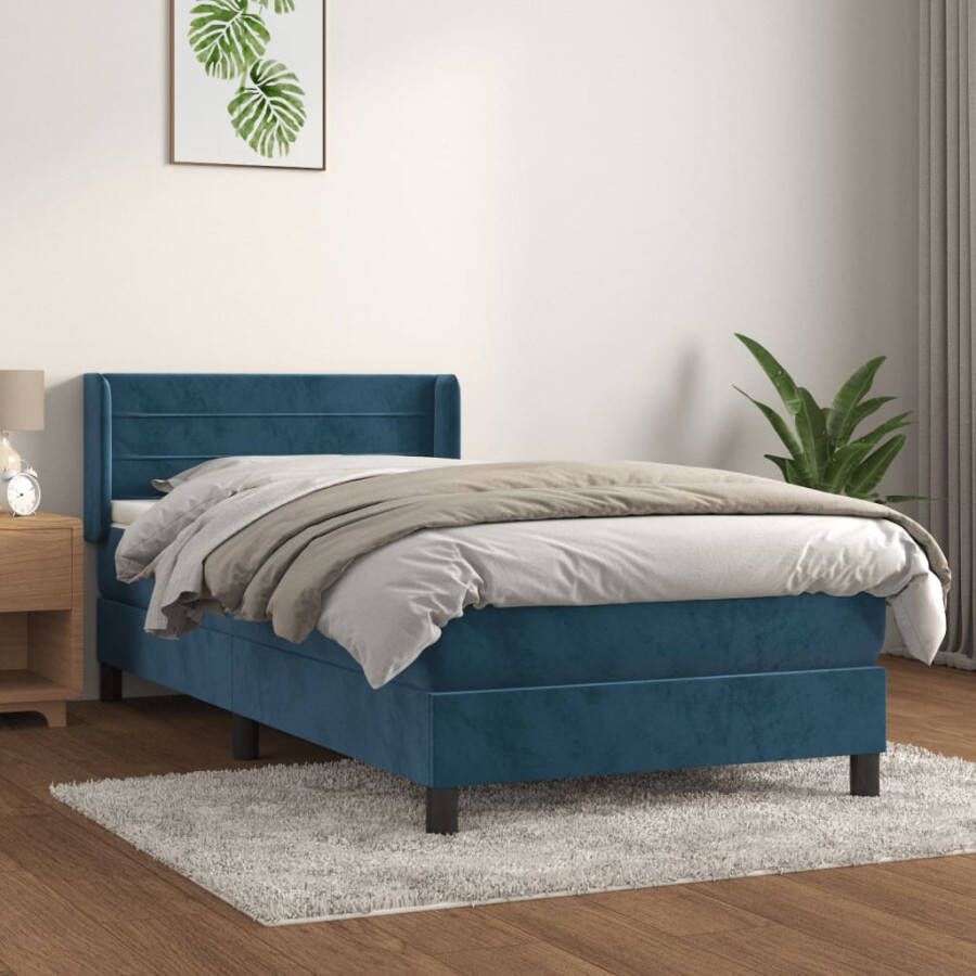 VIDAXL Boxspring met matras fluweel donkerblauw 80x200 cm