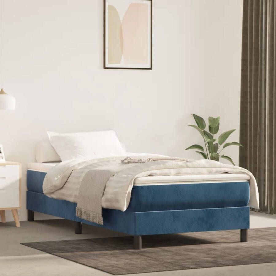 VIDAXL Boxspring met matras fluweel donkerblauw 80x200 cm