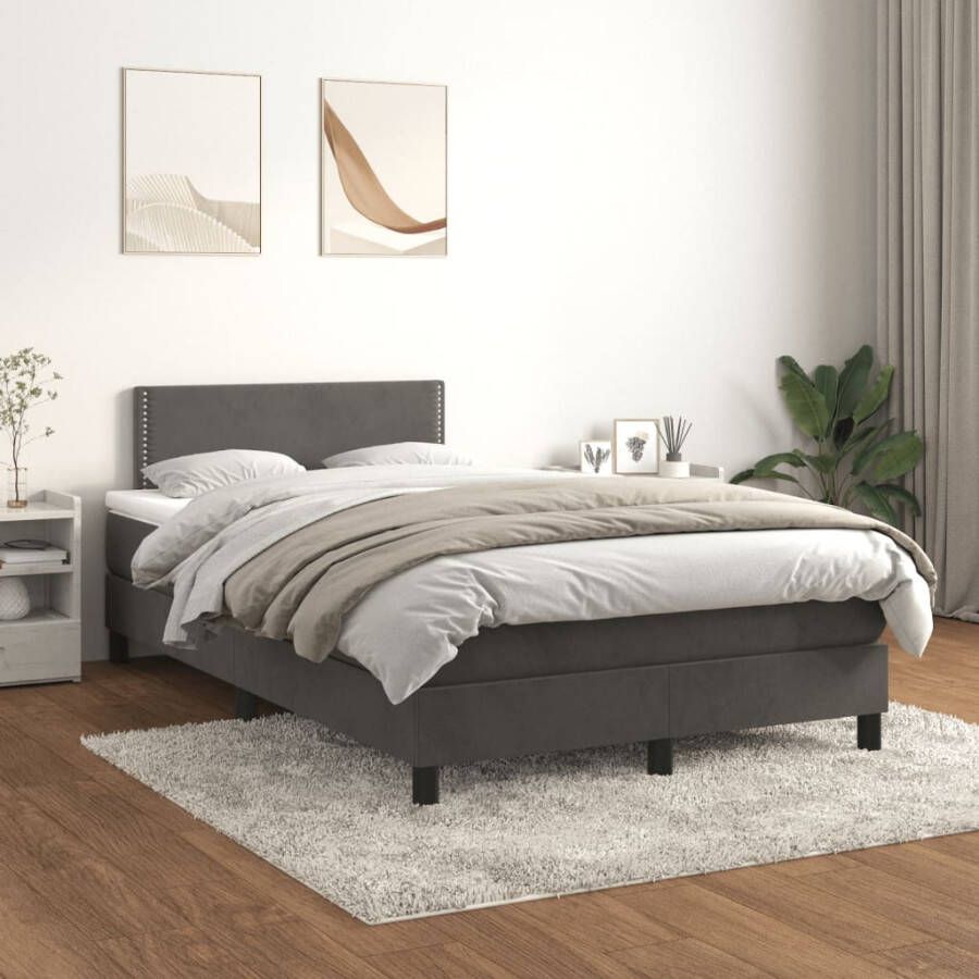 VIDAXL Boxspring met matras fluweel donkergrijs 120x200 cm