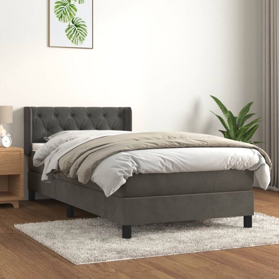 VIDAXL Boxspring met matras fluweel donkergrijs 80x200 cm