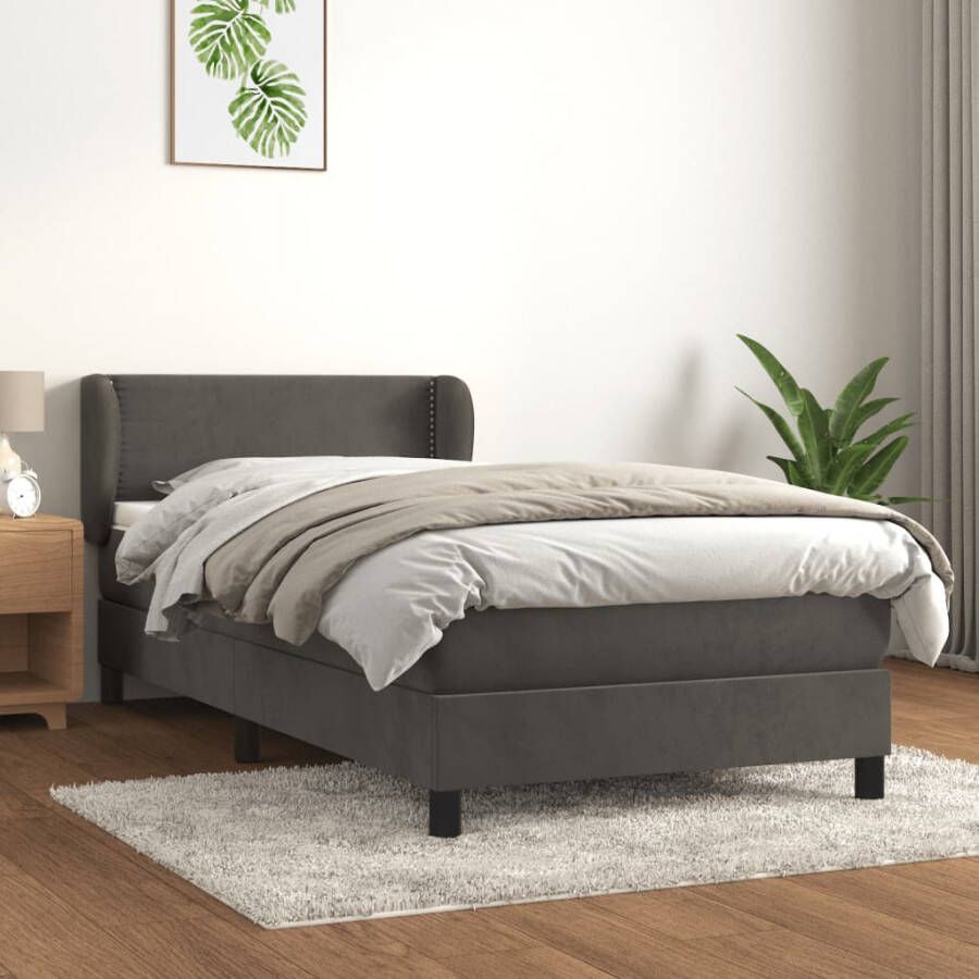 VIDAXL Boxspring met matras fluweel donkergrijs 80x200 cm