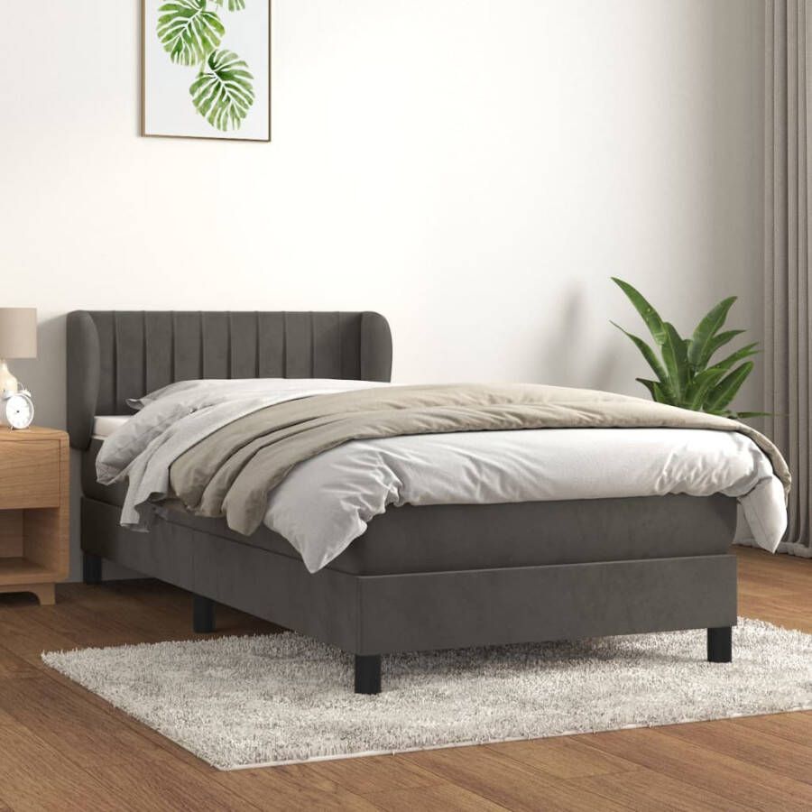 VIDAXL Boxspring met matras fluweel donkergrijs 80x200 cm