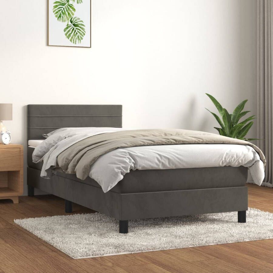 VIDAXL Boxspring met matras fluweel donkergrijs 80x200 cm