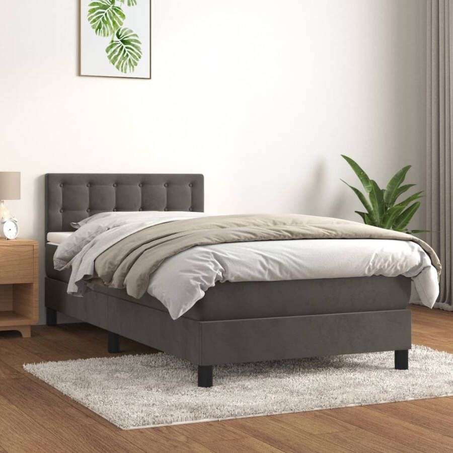 VIDAXL Boxspring met matras fluweel donkergrijs 80x200 cm