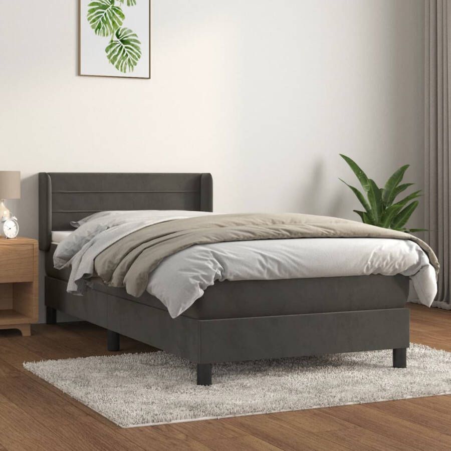 VIDAXL Boxspring met matras fluweel donkergrijs 80x200 cm