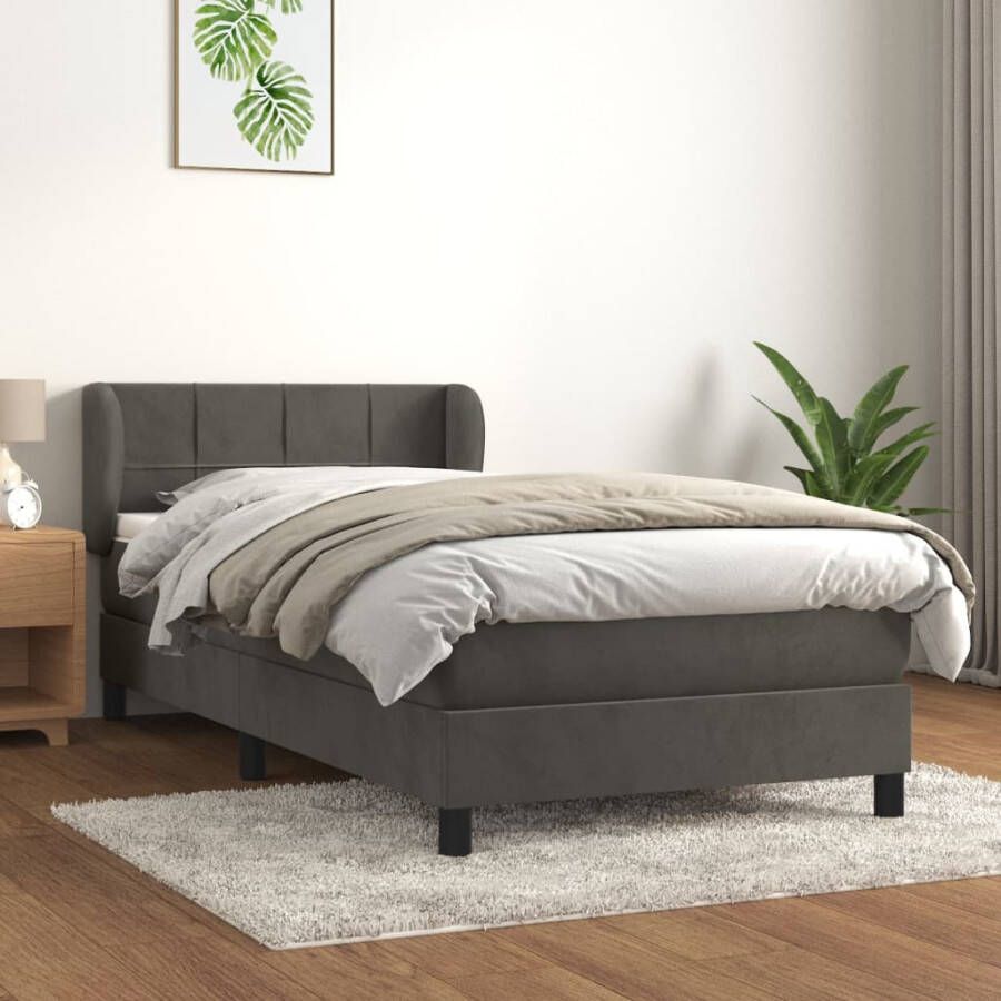 VIDAXL Boxspring met matras fluweel donkergrijs 80x200 cm