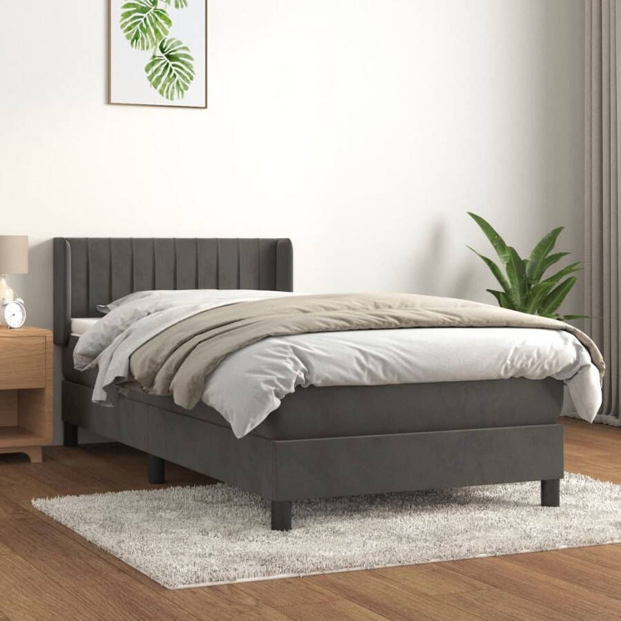 VIDAXL Boxspring met matras fluweel donkergrijs 80x200 cm