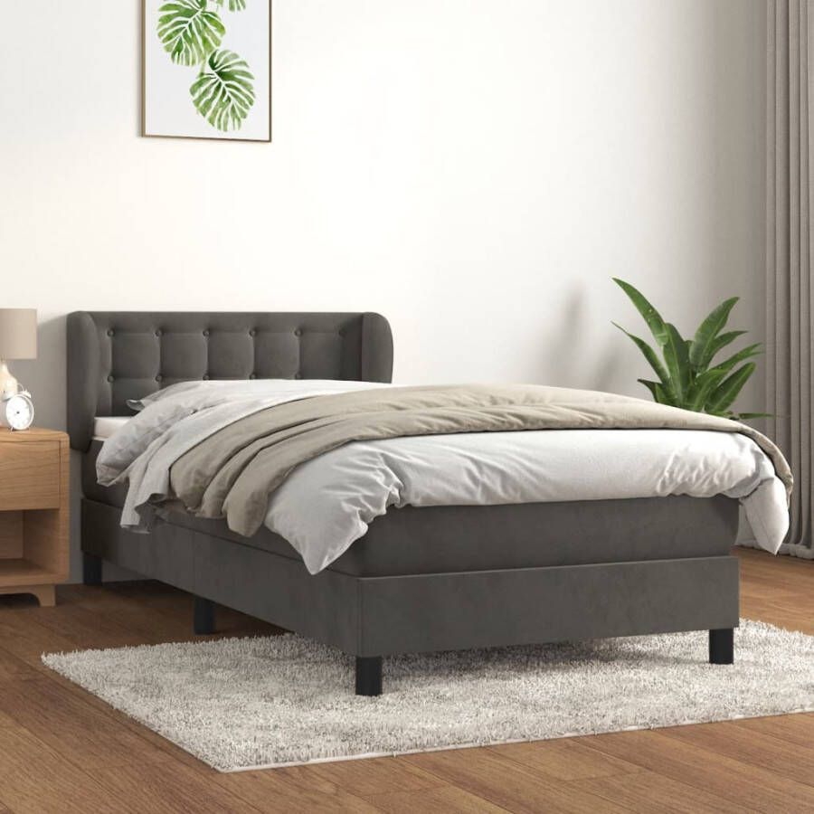 VIDAXL Boxspring met matras fluweel donkergrijs 80x200 cm