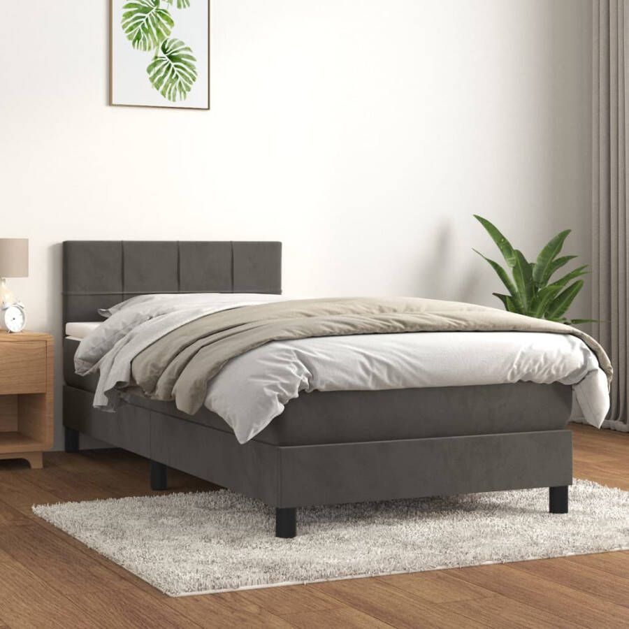 VIDAXL Boxspring met matras fluweel donkergrijs 80x200 cm